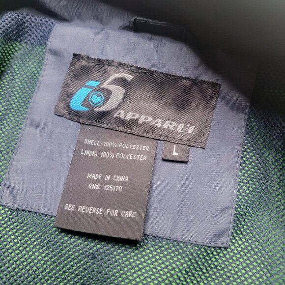 Vintage i5 Apparel Windbreaker Jacket Men's Size Large Blue Green Full Zip Retro - Picture 6 of 9